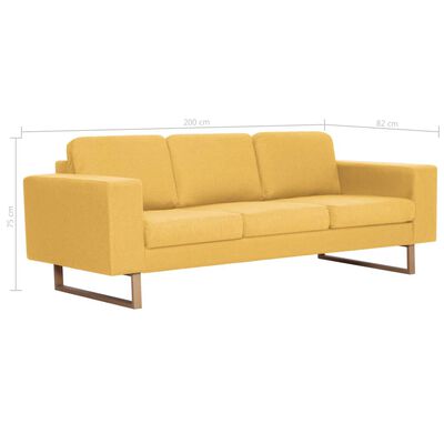 vidaXL 3-Seater Sofa Fabric Yellow
