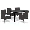 vidaXL 5 Piece Garden Dining Set with Cushions Poly Rattan Brown