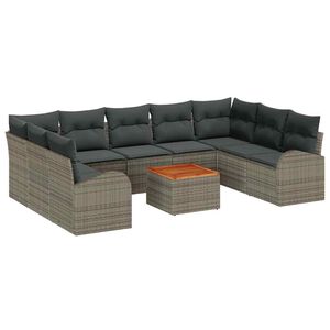vidaXL Garden Sofa Set 10 pcs Grey Poly Rattan