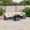 vidaXL 7 Piece Garden Sofa Set with Cushions Black Poly Rattan