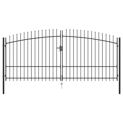 vidaXL Double Door Fence Gate with Spear Top 400x225 cm