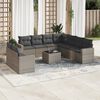 vidaXL 10 Piece Garden Sofa Set with Cushions Grey Poly Rattan