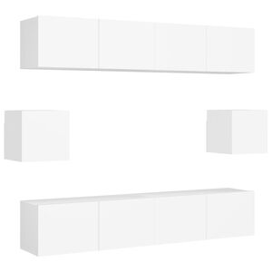 vidaXL TV Cabinet Set | Set of 6 | White | Engineered wood | Medium