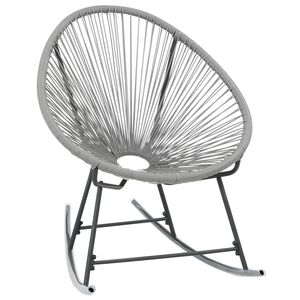 vidaXL Outdoor Rocking Moon Chair Grey Poly Rattan