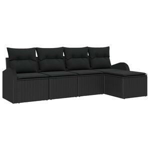 vidaXL Garden Sofa Set 5 pcs Black Poly Rattan