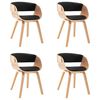 vidaXL Dining Chairs 4 pcs Black Bent Wood and Faux Leather