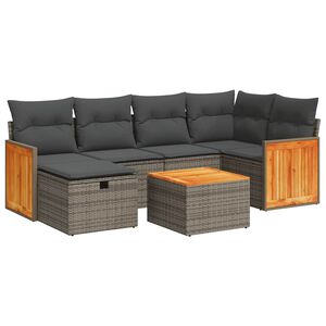 vidaXL 6 Piece Garden Sofa Set with Cushions Grey Poly Rattan