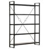 vidaXL 5-Tier Bookcase Black 140x30x180 cm Solid Mango Wood