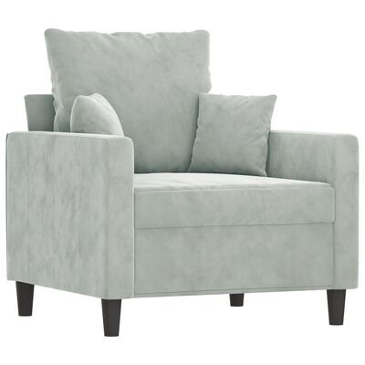 vidaXL Sofa Chair with Footstool Light Grey 60 cm Velvet
