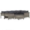 vidaXL 7 Piece Garden Lounge Set with Cushions Grey Poly Rattan