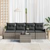 vidaXL Garden Sofa Set 5 pcs Grey Poly Rattan and Steel and Glass