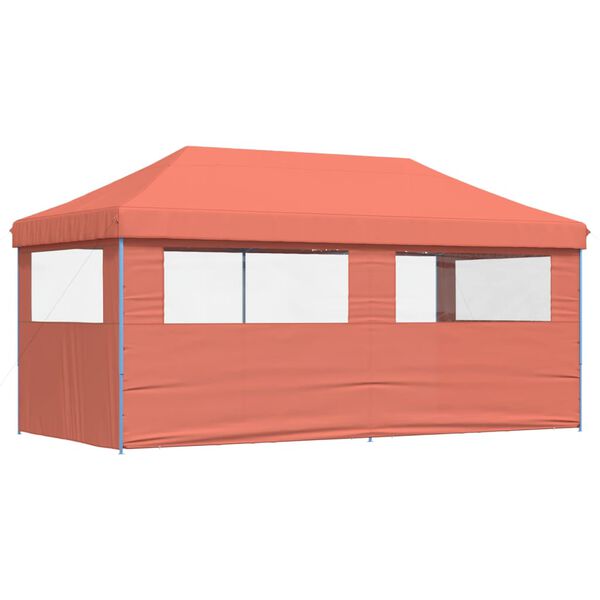 vidaXL Foldable Party Tent Pop-Up with 3 Sidewalls Terracotta