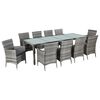 vidaXL 11 Piece Outdoor Dining Set with Cushions Poly Rattan Grey