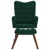 vidaXL Rocking Chair with Stool Dark Green Velvet