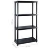 vidaXL Storage Shelf 4-Tier Black 122x30.5x130 cm Plastic