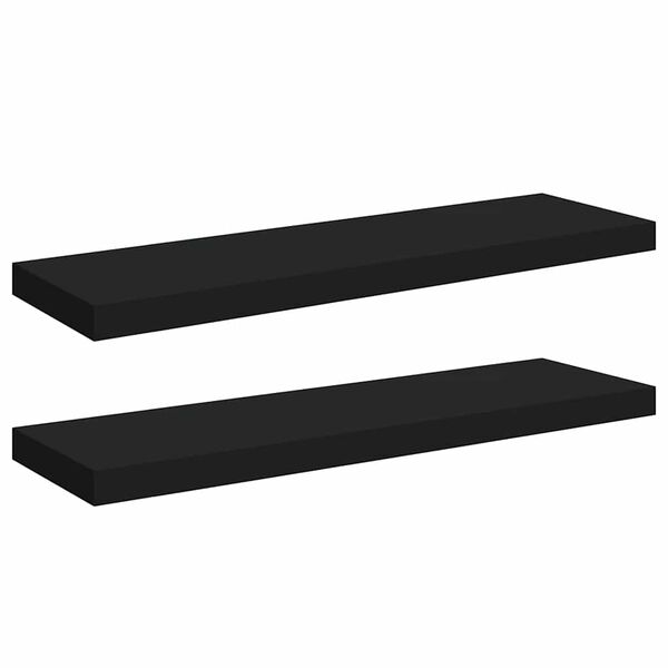 vidaXL Floating Wall Shelves 2 pcs Black 80x23.5x3.8 cm MDF