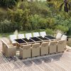 vidaXL 15 Piece Garden Dining Set with Cushions Poly Rattan Beige
