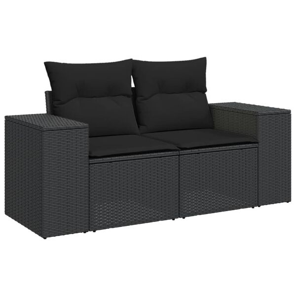 vidaXL 5 Piece Garden Sofa Set with Cushions Black Poly Rattan