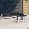 vidaXL 8 Piece Garden Lounge Set with Cushions White Solid Pinewood