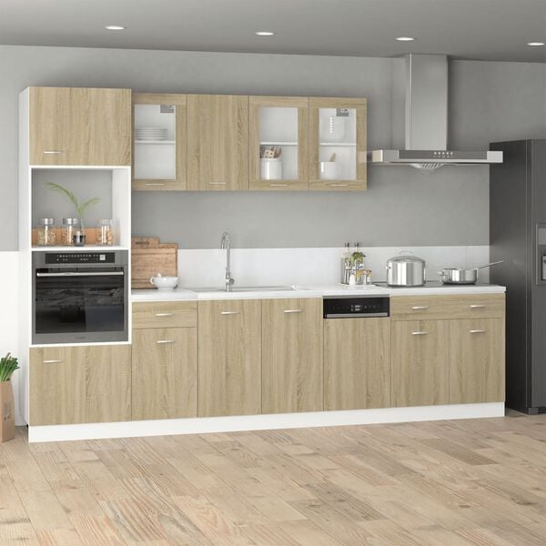 vidaXL Microwave Cabinet Lyon Sonoma Oak 60x57x207 cm Engineered Wood