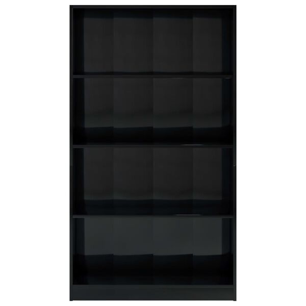 vidaXL 4-Tier Book Cabinet High Gloss Black 80x24x142 cm Engineered Wood