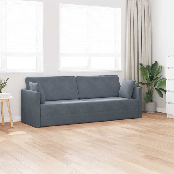 vidaXL Floor Sofa Bed Dark Grey 213 x 70 x 77 cm Velvet