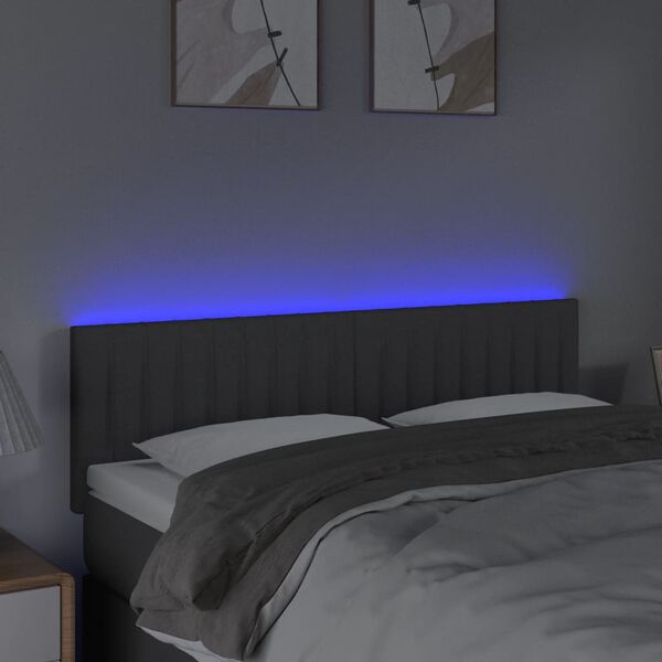 vidaXL LED Headboard Dark Grey 144 cm Fabric