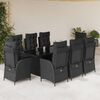 vidaXL 9 Piece Garden Dining Set with Cushions Black Poly Rattan