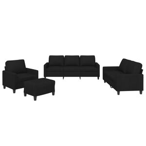 vidaXL 4 Piece Sofa Set with Cushions Black Fabric