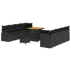 vidaXL Garden Sofa Set with Cushion with Storage 11 pcs Black