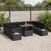 vidaXL Garden Sofa Set with Storage 10 pcs Black Poly rattan