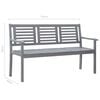 vidaXL 3-Seater Garden Bench 150 cm Grey Solid Eucalyptus Wood