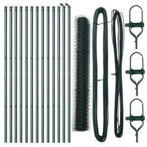 vidaXL Hexagonal Fence Ground Fix 25 x 1 m PVC-Coated Steel Mesh