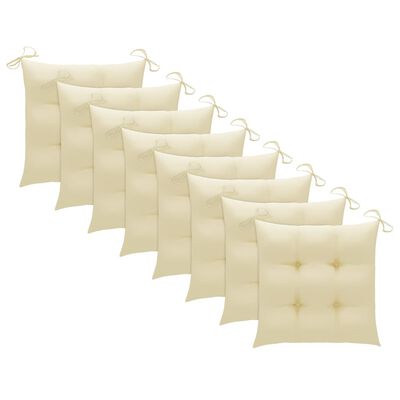 vidaXL Garden Chairs with Cream White Cushions 8 pcs Solid Teak Wood