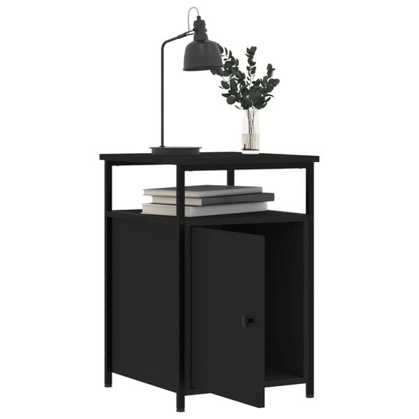vidaXL Bedside Cabinet Black 40x42x60 cm Engineered Wood