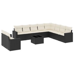 vidaXL 11 Piece Garden Sofa Set with Cushions Black Poly Rattan