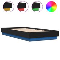 vidaXL Bed Frame with LED Lights Black 90x190 cm Single