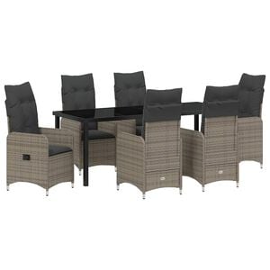 vidaXL Garden Dining Set 7 pcs Grey Poly Rattan