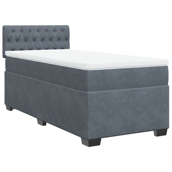 vidaXL Box Spring Bed with Mattress Dark Grey King Single Fabric