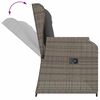 vidaXL Reclining Garden Bench with Cushions Grey Poly Rattan