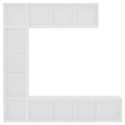 vidaXL 3 Piece Book/TV Cabinet Set White 180x30x180 cm