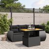 vidaXL 5 Piece Garden Sofa Set with Cushions Black Poly Rattan
