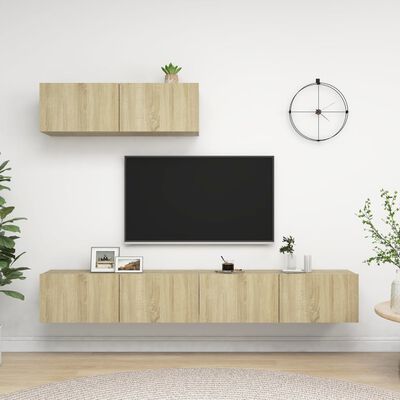 vidaXL TV Cabinets 3 pcs Sonoma Oak Engineered Wood