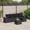 vidaXL 6 Piece Garden Sofa Set with Cushions Black Poly Rattan