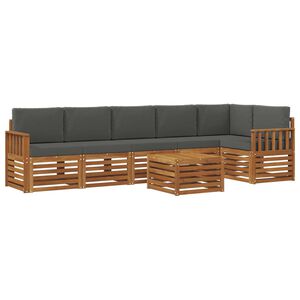 vidaXL Outdoor Sofa Set 7 pcs Natural and Anthracite Polyester