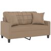 vidaXL 2-Seater Sofa with Throw Pillows Cappuccino 120 cm Faux Leather