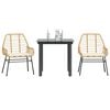 vidaXL 3 Piece Garden Dining Set with Cushions Brown Poly Rattan Glass