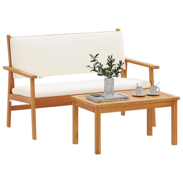 vidaXL Garden Sofa Set 2 pcs Cream White Solid Acacia Wood