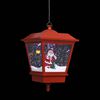 vidaXL Christmas Hanging Lamp with LED Light and Santa Red 27x27x45 cm