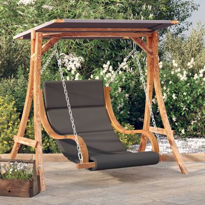 vidaXL Swing Chair with Cushion and Canopy Solid Wood Spruce